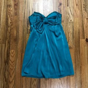 BCBG Teal Babydoll Dress with Back Bow Accent
